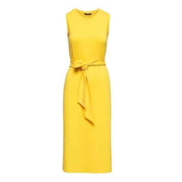 Banana Republic Yellow Ponte Side Slit Midi Dress - Picture 1 of 11